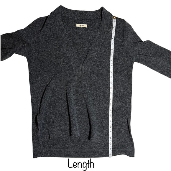 Madewell Slate Charcoal Gray Knit Popover Deep Plunging V-Neck Sweater Size M - Picture 15 of 17